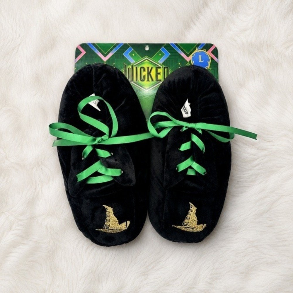 Wicked Elphaba Thropp Womens Slippers Black Green Size L 8-9